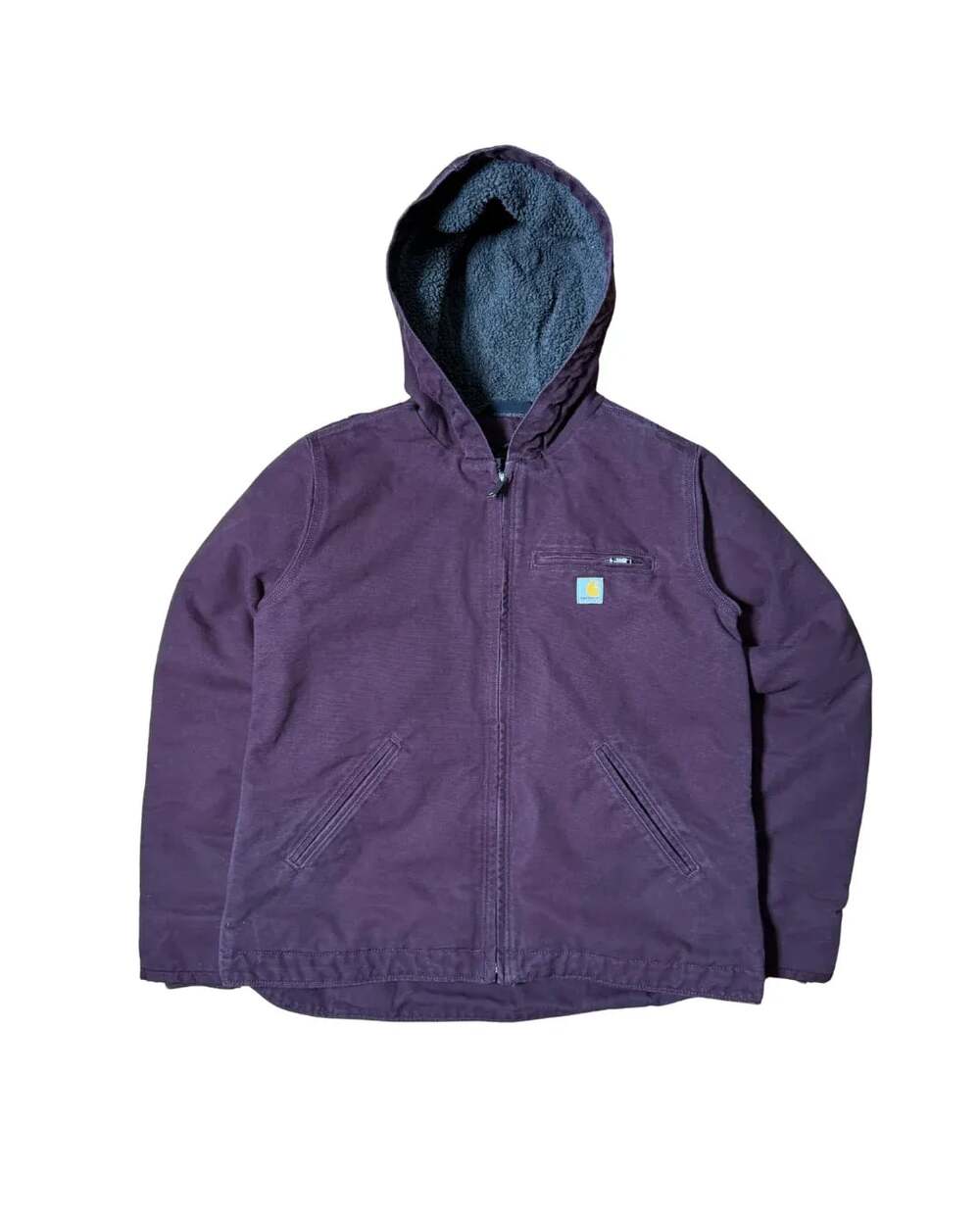 Carhartt Women's Loose Fit Washed Duck Sherpa Lined Hooded Jacket (Dark Purple)